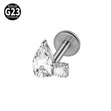 1件 G23 钛金属马眼形锆石唇钉 内螺纹 CZ 极简垂坠耳廓耳骨耳软骨耳钉 身体穿刺饰品 - 如圖 - 查看 13