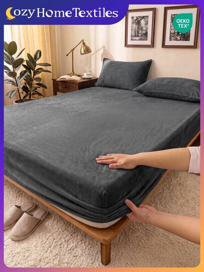 2/3pcs Solid Color Velvet Bedsheet Set, Includes Pillowcase(S), Soft & Breathable, Skin-Friendly, Anti-Pilling, Cute Home Textile, Fits Twin, Full, Queen, King Size Beds, Suitable For All Seasons