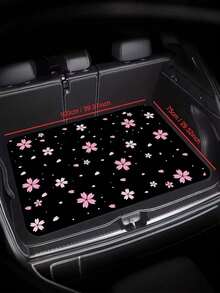 1pc Floral Pattern Car Trunk Mat, Suitable For Most Car Models, Waterproof And Machine Washable, Non-Slip And Durable Trunk Liner, Easy To Clean - Perfect For Daily Commute, Road Trips And Family Outings - Essential Car Interior Accessory - A - View 2