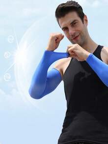 2 pares de mangas de hielo de verano, mangas para los brazos, hechas de material de nailon tejido transpirable, adecuadas para usar como cubiertas de tatuajes, protección UV, mangas compresivas para los brazos, mangas frescas de seda de hielo para correr. - A - Ver 6
