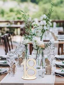 10个可重复使用的木质六边形镂空桌号牌，适用于婚礼、生日派对、酒吧、咖啡馆等场合，1套 - 多色 - 查看 2