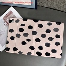 1PC Pink With Black Brushstroke Dots Print Tablet Case With Pen Holder,Compatible With IPad 10.9/10.2/ Air 5th Gen/Pro11/10th/9.7/Air 2/ (7th Gen)/ (8th Gen)/ Air 4/5/ Pro 11/ 10th Generation 10.9-Inch 2022 Smart Case/ Air 13(M3 2025)/ Air 11(M3 2025)/ Air 11(M3 2025)/ 11(A16 2025),Compatible With Oppo Pad,Compatible With Huawei Matepad,Compatible With Vivo Pad,Compatible With Honor Pad,Compatible With Lenovo Xiaoxin Pad - Multicolor - View 2