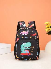 This Brand New Dinosaur Backpack Is Made Of Nylon Material, Casual And Simple, With A Zipper And Adjustable Shoulder Straps. It Is Suitable For Shopping And Travel, And Can Easily Accommodate Daily Essentials. This Backpack Is Versatile, Stylish And Versatile, Suitable For Various Styles And Occasions, With Strong Style Adaptability. - Car Dinosaur Black - View 6