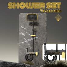 Black Gold Household Shower Faucet Set, Shower Head, With Pressurized Shower Head, Toilet Spray Gun - Gold - View 3