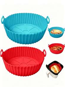 3-5 Quart Silicone Inner Pot, Baking Basket & Baking Tray, Reusable Air Fryer Accessories (1 Set) - Multicolor - View 12