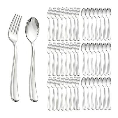 50/25 piezas Juego de cubiertos decorativos plateados de alta calidad, adecuado para grandes eventos, fiestas, bodas, cumpleaños, banquetes, celebraciones de la Copa del Mundo