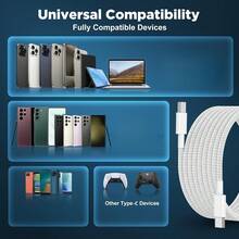 3条60W USB C 转 C 数据线，兼容 17 16 15 充电线，Type-C 转 C 快速充电线，适用于 17 16 15/Pro/Pro Max/Plus/Pro Air/Air/Mini 以及 Galaxy 平板电脑/笔记本电脑等。 - 白色 - 查看 8