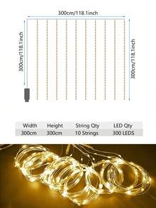 6x3cm/3x3cm LED Curtain Lights, USB Hanging Window Lights With Remote Control, Connectable Fairy Lights, Bedroom Decor, Outdoor Decor, Valentine's Day Decor, Mother's Day Decor, Wedding, Birthday Gift, Indoor Decor, Christmas Party Supplies, Party Decorations, Holiday Hanging Ornaments - USB Curtain Light - View 15