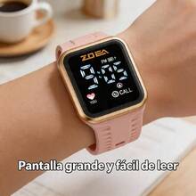 ZOEA Men's LED Touchscreen Watch, Waterproof Silicone Strap, Sporty And Casual Design - akar teratai merah muda - View 4