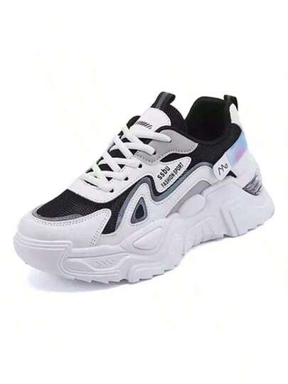 Nuevas zapatillas de tenis de mujer de primavera/otoño, zapatillas deportivas casuales de mujer, elegantes zapatillas deportivas de plataforma de malla, zapatillas casuales de plataforma versátiles y transpirables, zapatillas deportivas de mujer en blanco y negro, regalos.