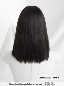 Tóc giả hai màu đỏ đen 14 inch dành cho nữ, kiểu tóc ngắn thẳng, kín đáo, có mái, sợi tổng hợp mềm mượt, thích hợp cho công sở hàng ngày - Phong cách lễ hội hoa anh đào, trang phục đường phố, chụp ảnh - Quà tặng cho bé gái, phụ kiện tóc giả - Nhuộm mái. - Đỏ - Xem 3