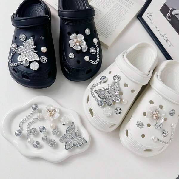 Durchbrochenes Clogs Zubehör Set, beinhaltet Perlenkette, Hase, Keks Schuh Charms, multifunktionale Schuh Dekorationen