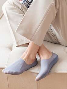 1/5 pares de calcetines invisibles de corte bajo ultradelgados para verano, calcetines sin costuras con malla y silicona antideslizante, calcetines de seda de unicolor para damas, regalo de Navidad - Sin Molde - Ver 6