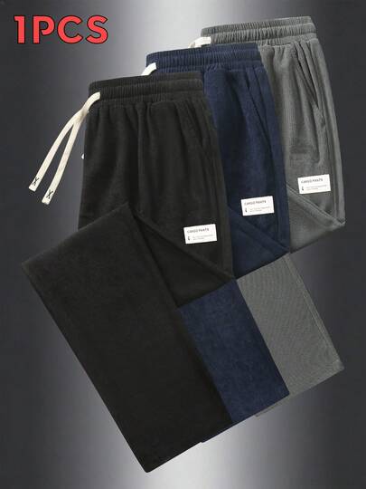 Women's Casual Corduroy Wide Leg Pants, Drawstring Waist Comfortable Trousers, Suitable For Outdoor Sports And Daily Wear