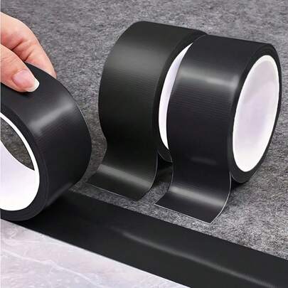 393.7 Inch/Roll Super Waterproof Tape - Multi-Purpose For Carpet, Floor And Repair, No Residue, UV Resistant, Indoor/Outdoor Use, Black With Blue Stripes, PVC Material, Heavy Duty Adhesive Tape