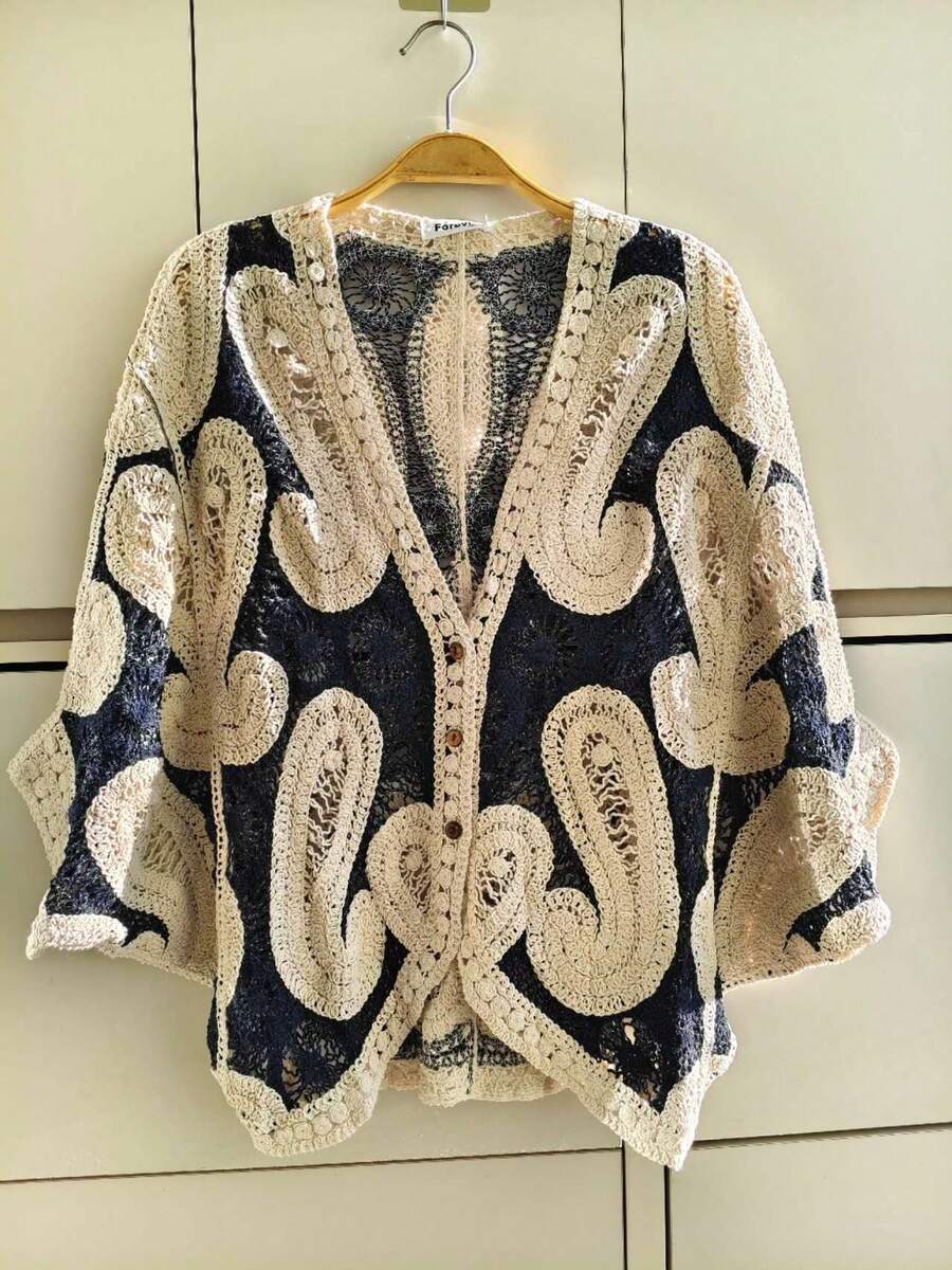 Lace Kimono - Navy Blue - View 1