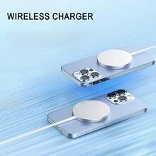 15W 快速磁吸无线充电支架二合一，带额外 USB 适配器、自动磁吸锁定和 -C 电源 - 超薄轻巧 Qi 无线充电板，兼容 17/16/15/14/13/12 及其他兼容设备 - 彩色 - 查看 4