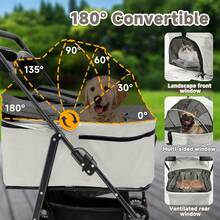 3-In-1 Pet Stroller Suitable For Small And Medium-Sized Dogs, Luxury Large Cat Stroller Detachable Carrier, Suitable For Puppies, Kittens, And Puppies - Black - View 2