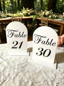 10pcs Transparent/White/Black Acrylic Curved Table Number Holders With Stands, Elegant Minimalist Decor For Wedding Receptions, Engagement Parties, Birthdays And Formal Events - Seat Card B - View 26