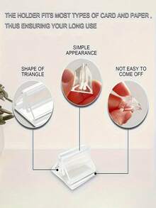 Transparent Acrylic Card Display Stand, Small Signage Holder - High Clarity Durable Lightweight, Sturdy Card Holder Suitable For Home Office, Events, Parties, Photo And Information Display, Party Decor, Minimalist Design, Lightweight Material, Applicable For Wedding Cards, Photos, Memos, Picture Display - Multicolor - View 5