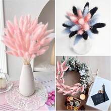 30~240 piezas Hierba de cola de conejo artificial multicolor de 17 pulgadas, tallos de hierba de cola de conejo artificial para decoración del hogar, adecuados para arreglos florales de estilo bohemio, manualidades DIY, decoración del hogar, cocina y bodas, decoración navideña - Rosa Pálido - Ver 8