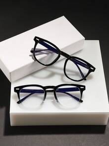 2PCS Men's Casual College Style Basic Square Frame Fashion Glasses, Suitable For Daily Reading, Campus Life Outfits, And Work Commuting - Multicolor - View 15
