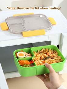 1 pieza Fiambrera para adultos, Caja bento transparente de 3 compartimentos, Fiambrera de gran capacidad de una sola pieza, Diseño a prueba de fugas, Incluye utensilios, Caja para aperitivos, Adecuada para comer al aire libre, Oficina, Uso escolar, Suministros de cocina, Esencial para la vuelta al colegio - Multicolor - Ver 8