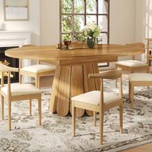 Table de salle à manger extensible, table de cuisine, table de balcon, table en bois, table ronde extensible en ovale, 118-158 cm, jusqu'à 6 couverts, marron - Kaki - Voir 7