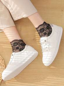 Women's Lace Transparent Lolita Invisible Thin Non-Slip Ankle Low Cut Boat Socks, Christmas Gift - Mouldless - View 7