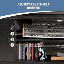 TV Stand With 2 Cabinet, Modern Mid Century Media Console Table For Living Room Office Furniture,Black - 1PC - Ver 4
