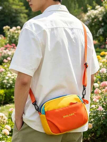 男士休闲斜挎包，轻便运动单肩包，适合徒步旅行、日常使用