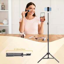 Borriig 磨砂哑光手机三脚架,带球形云台和冷靴接口 - 可调节落地三脚架,适用于直播、Vlog、视频录制 - 160厘米/62.9英寸 - 查看 6