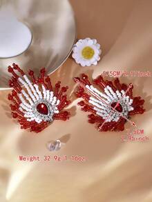 1 pieza Elegante clip para zapatos de mujer plateado, clip para zapatos de lujo con rhinestones, para tacones altos, zapatos de boda, accesorio de zapato desmontable, decoración de zapatos DIY, ornamento de zapato para fiesta de boda, cita nocturna - Rojo - Ver 6