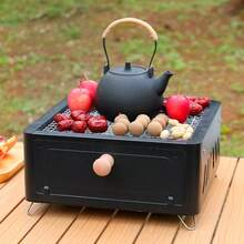 Parrilla de carbón portátil para el hogar, campamento, jardín, barbacoa al aire libre, fogata cuadrada para cocinar té - Multicolor - Ver 5