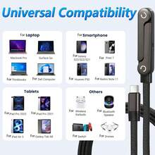 Foluu 二合一隐形支架充电线，带支架，5 英尺 240W 超快充电线，带可折叠支架，兼容三星 Type-C 接口，适用于游戏、办公、车载、旅行等场景，1 条装 - 1 件 - 查看 4