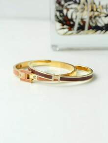 3pcs Fashionable Chic Golden Letter Leather Bracelets, Personalized Accessories Gift For Girlfriend - 3-piece Set - Brown Combination - View 9