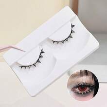 1 Cặp mi giả đính đinh tán kim loại, kiểu liền mạch, trang điểm sáng tạo theo phong cách cosplay, mi siêu mảnh màu đen tự dính, có thể tái sử dụng. - Xem 12