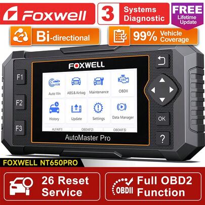  FOXWELL NT650 PRO Bidirectional Scan Tool, 2026 Professional OBD2 Diagnostic Scanner With ABS/SRS Code Reader & 26+ Reset Functions, Lifetime Free Update, Gift For Dad Husband Mechanic