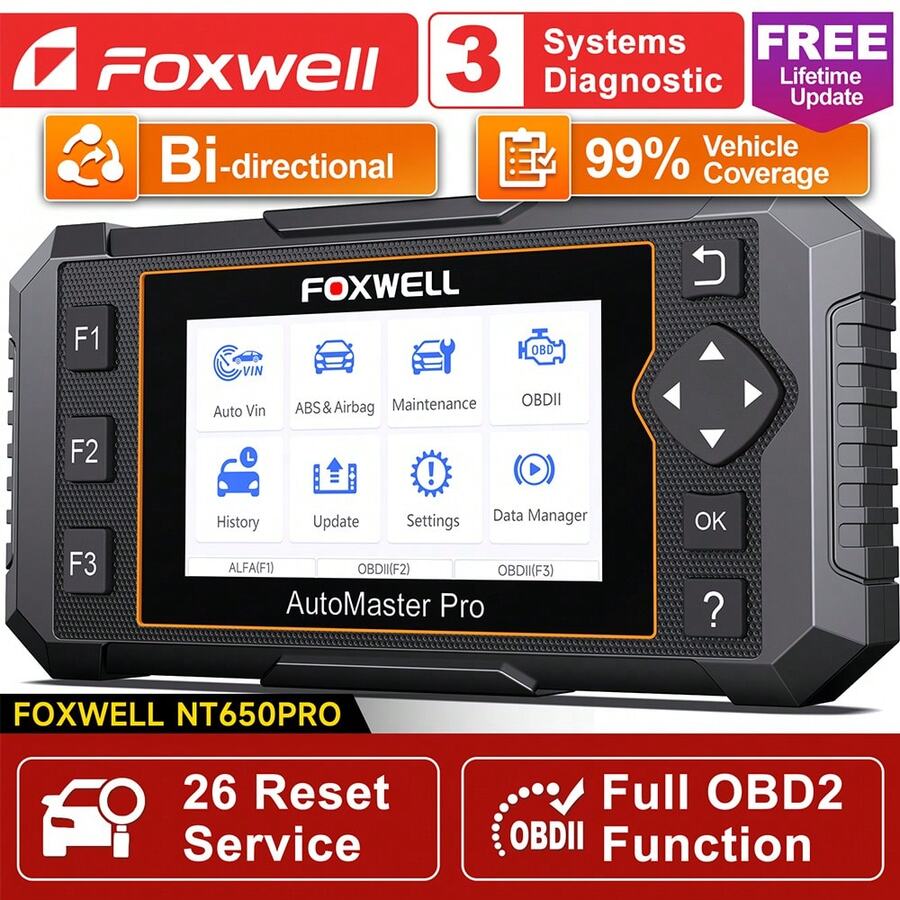 FOXWELL NT650 PRO Bidirectional Scan Tool, 2026 Professional OBD2 Diagnostic Scanner With ABS/SRS Code Reader & 26+ Reset Functions, Lifetime Free Update, Gift For Dad Husband Mechanic - NT650 PRO - View 1