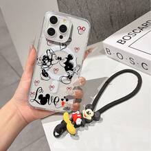 This Disney Mickey Mouse Lanyard Phone Case Is Fully Covered In TPU Material, Features Strong Magnetic Closure, Is Shockproof And Lightweight, And Is Compatible With IPhone17/16/11/13/15/15 Plus/15 Pro/15 Pro Max/12/14 Pro Max/11 Pro Max/12 Pro/12 Pro Max/13. This Phone Case Is A Popular Birthday Gift Or Business Gift Choice; It Is Durable, Stain- And Fingerprint Resistant, And Suitable For Both Men And Women. The Set Also Includes A Mickey Mouse Phone Case And A Mickey Mouse Plush Bracelet, Making It A Perfect Gift For Friends And Family. This Stylish Phone Case Is Fun, Lightweight, And Durable. IPhone17 Pro Max Phone Case, Minnie Mouse Phone Case. - màu đen - Xem 7