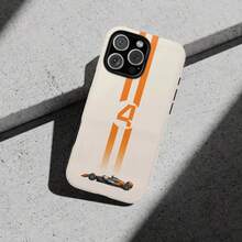 [24h Shipping From DE/FR/ES] Orange And White Striped Racing Phone Case, Milky White Background With Gradient Orange Lines + Racing Illustration, Shockproof, Full Coverage, Wear-Resistant Hard Case, Compatible With Multiple Models, Suitable For Racing Fans And Speed Enthusiasts, Compatible With Apple 17/16/15/14/13/12/11/X/Pro/Plus/Pro Max, And Also Compatible With Samsung S21/S22/S23/S24/S25/S26F - Image 1Pcs - View 7
