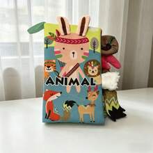 柔软卡通布书玩具，男女通用，内置发声纸片，3D毛绒尾巴，经久耐用的互动布书玩具，适合作为新生儿礼物 - 彩色 - 查看 17