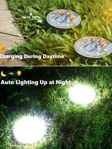 Mini Solar Ground Lights, 12/8/7/5/4/2pcs Per Pack. Upgraded LED Flat Landscape Lights With Auto On/Off Function. Suitable For Outdoor Walkways, Gardens, Patios, Yards And Driveways. - 無鋼圈 - 查看 8