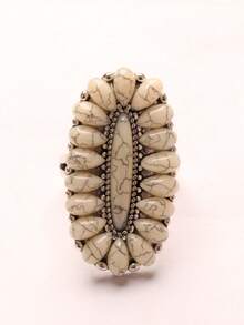 1 chiếc nhẫn oval sọc đen trắng thời trang - Màu sắc hình ảnh - Xem 4