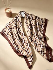 Khăn choàng satin màu nâu trơn thanh lịch, phù hợp cho phụ nữ công sở và các quý cô sành điệu. - màu nâu - Xem 9