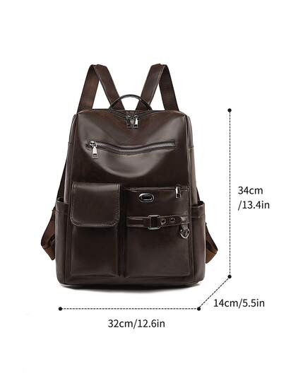 LECEY 1pc Fashionable Minimalist Patchwork Design Large Capacity Women Backpack, Suitable For Outdoor Travel And Daily Use, Back To School