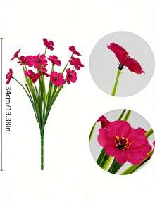 1 pièce Fleur artificielle rose d'extérieur, fleurs en plastique fausses, arbuste vert, fleurs en soie rouges, convient pour les jardinières suspendues, les vases de porche extérieur - Rose vif - Voir 7