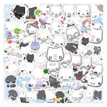 80pcs Ghost Pudding Cute Aesthetic Doodle Stickers For DIY Planner, Skateboard, Guitar, Water Bottle, Self-Adhesive Holiday Decorations