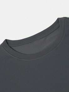 GRDR Men's Classic Faux Two-Piece Round Neck Short Sleeve T-Shirt, Fashionable Minimalist Commuting Versatile - Dark Grey - View 3