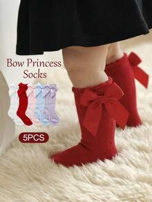 5 đôi tất lưới cao đến đầu gối cho bé gái, tất thoáng khí không gây đổ mồ hôi, dài đến bắp chân. - Nhiều màu - Xem 8